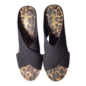 Lucky Brand Criss Cross Leopard Print Woman’s Wedges EUC size 7.5